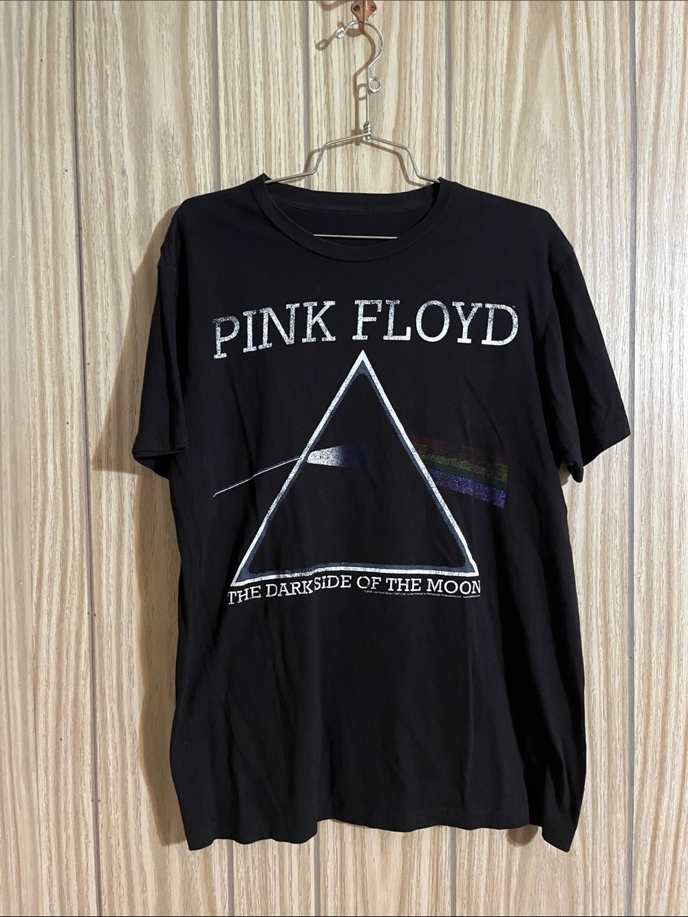 New Pink Floyd Black Tee with Prism Rainbow Graphic